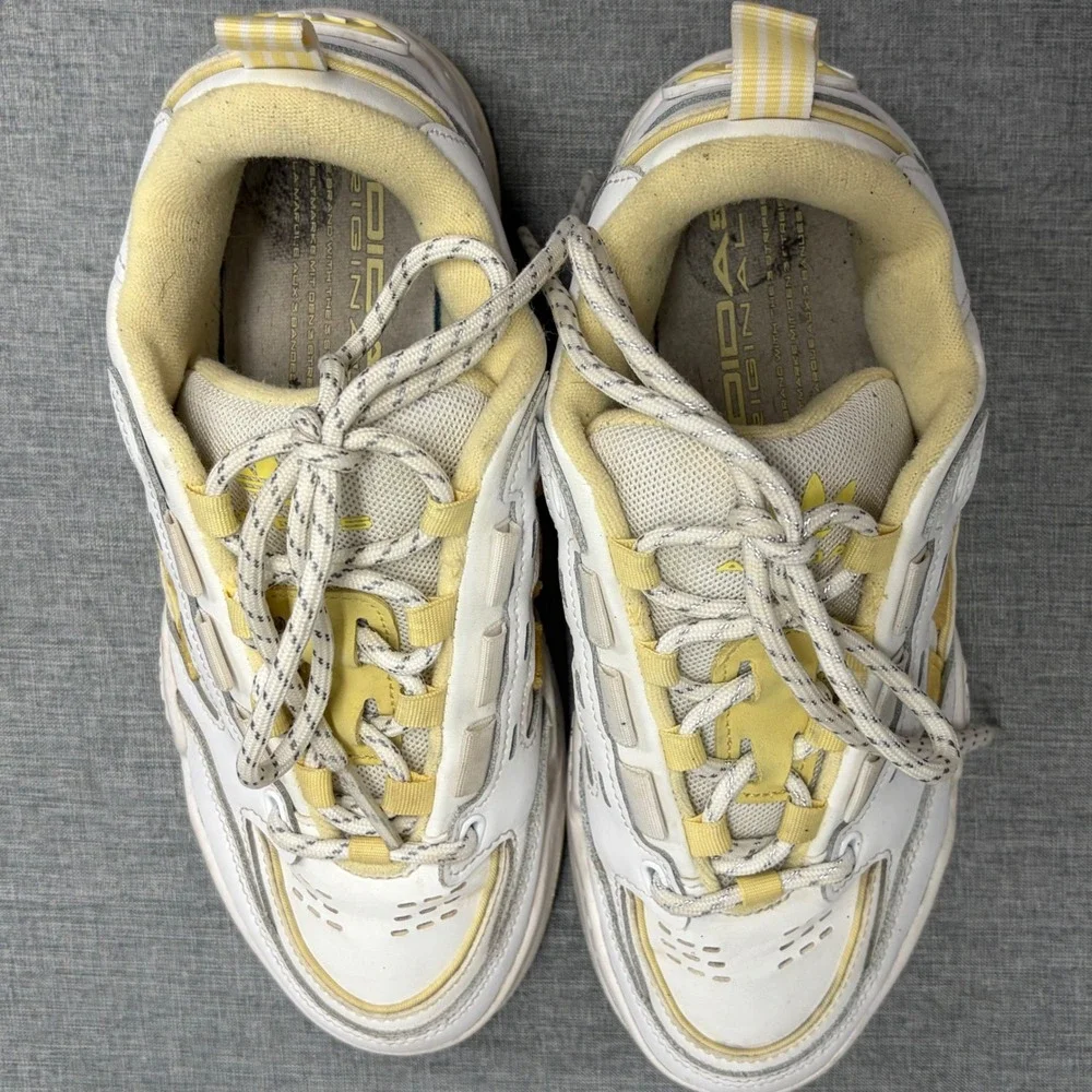 Adidas ADI2000 Sneakers Womens 7.5 White Yellow GZ7203 Chunky Y2K Skate Shoes